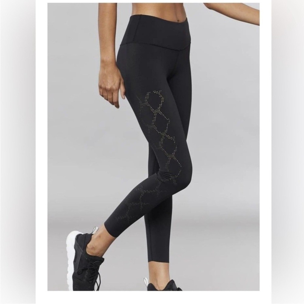 Varley Hughes Laser Cut Snake Print 7/8 Leggings Women's M Black Athleisure